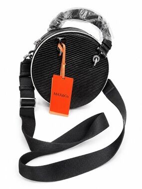 MAX&Co. Dot Round Bag Black Crossbody Handbag Top Handle NWT Removable Strap